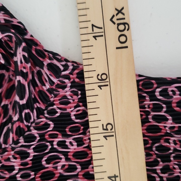 Y2k 90s Babydoll Top Small Pink Black Geometric Retro Accordian 3/4 Sleeves - Picture 6 of 7